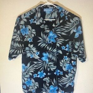 Reyn Spooner Black and Blue Floral Shirt